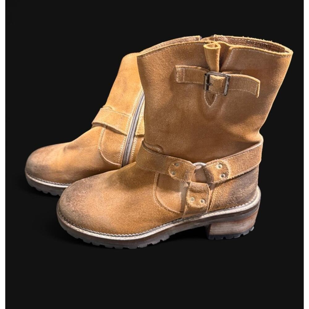 ROAN by BED|STU Tan Emerson Leather Distressed Moto Biker Boot Sz 8 Rugged Boho - Picture 5 of 9